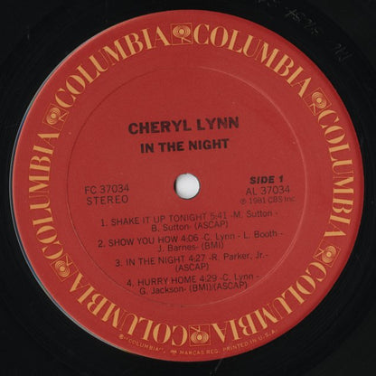 Cheryl Lynn - In The Night (FC37034) LP 1981 US Columbia｜中古LP