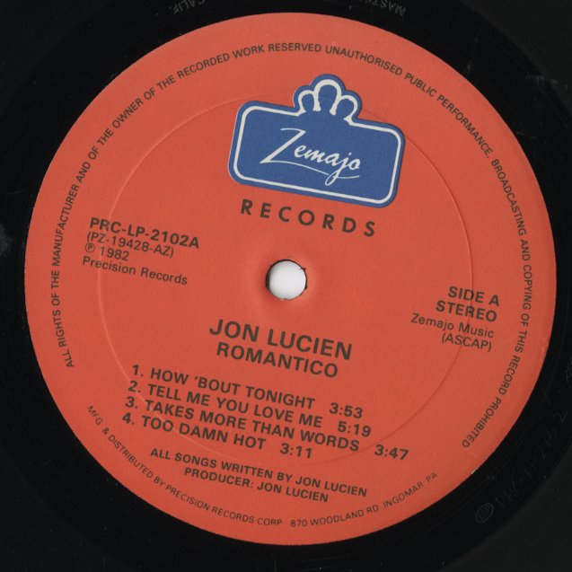 Jon Lucien – Romantico (PZ 1842-1) LP 1980 US Zemajo | 中古LP