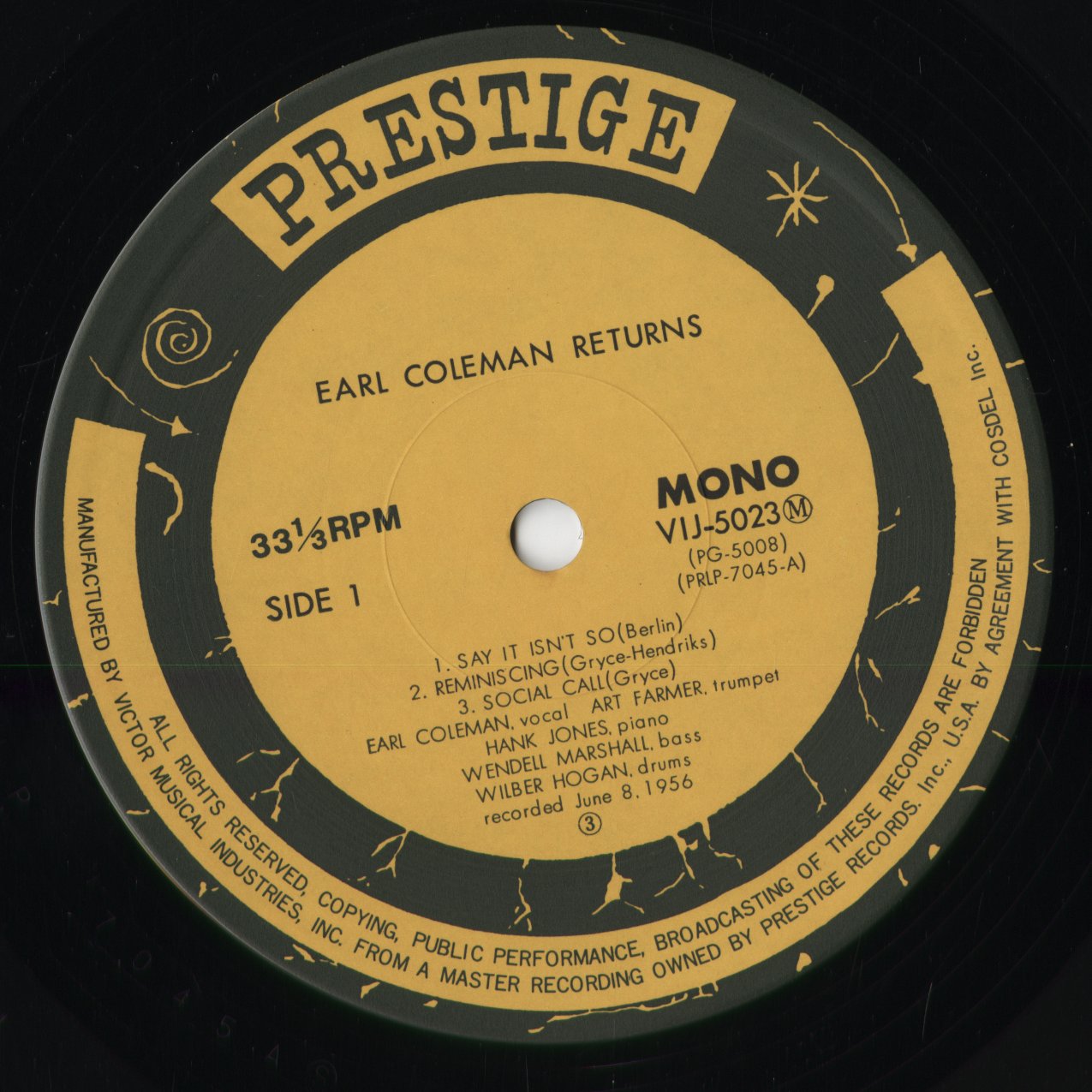 Earl Coleman - Returns (VIJ-5023M) 1977 JPN Prestige / Victor｜中古LP