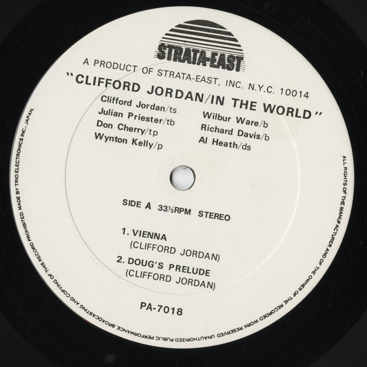 Clifford Jordan - In The World (PA-7018) 1972 JPN Strata East - Trio Records｜中古LP