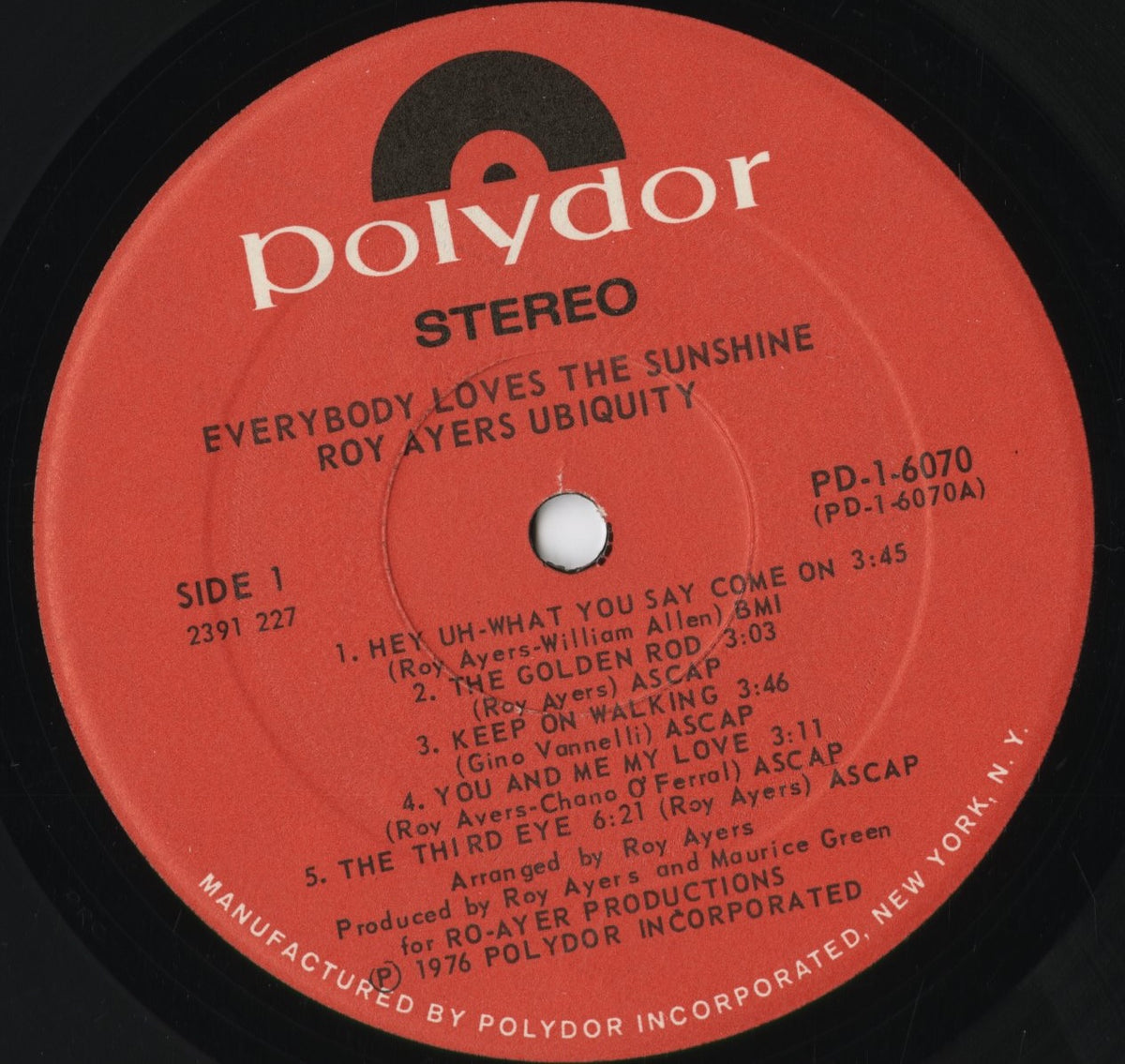 Roy Ayers - Everybody Loves The Sunshine (PD-1-6070) 1976 US Polydor｜中古LP