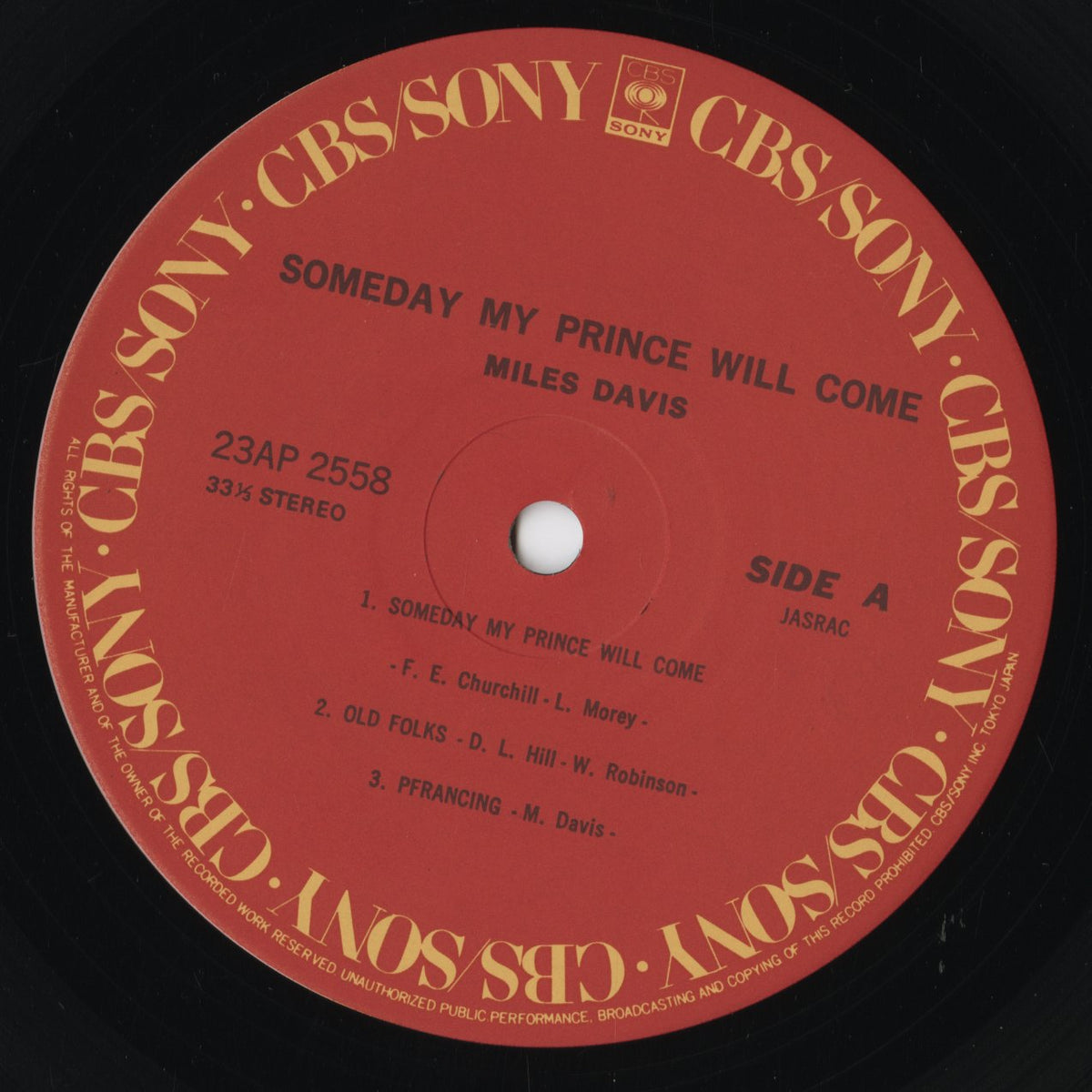 Miles Davis - Someday My Prince Will Come (23AP 2558) LP 1983 JPN CBS/Sony｜中古LP