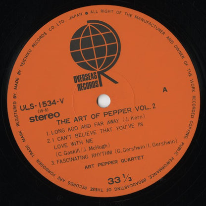 Art Pepper - The Art Of Pepper Vol.2 (ULS-1534-V) LP 1975 JPN Overseas Records｜中古LP