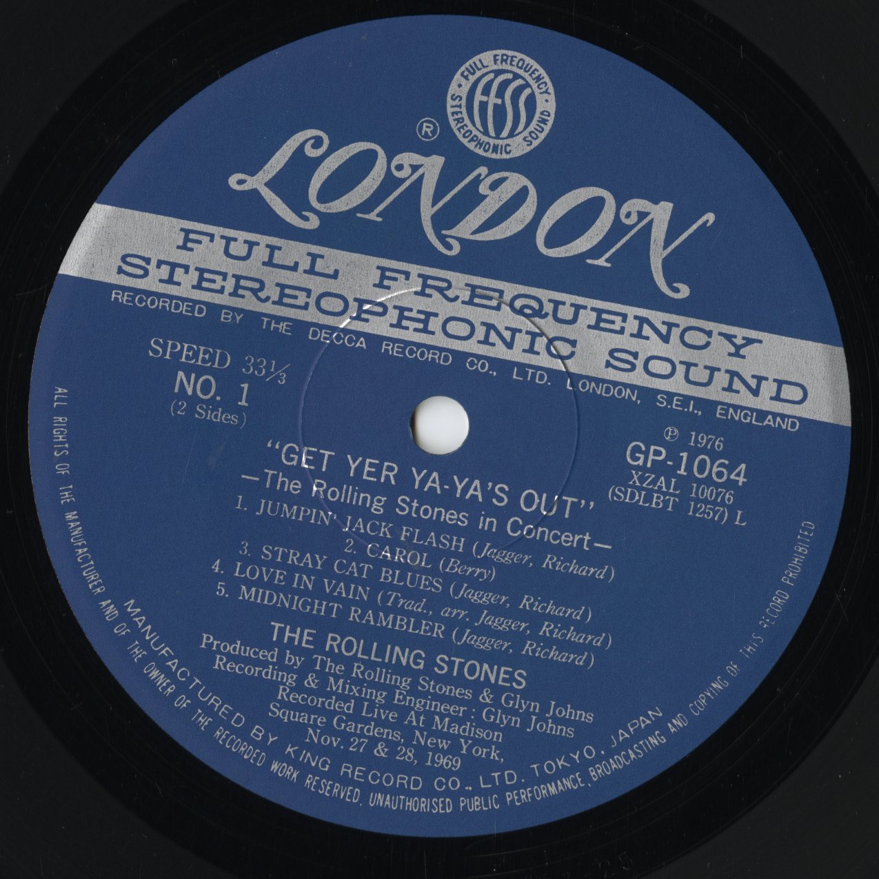 The Rolling Stones - Get Yer Ya-Ya's Out (GP 1064) LP 1976 JPN London Records｜中古LP