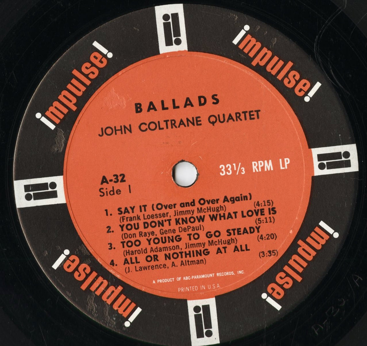 John Coltrane - Ballads (A-32) 1965 US Impulse｜中古LP