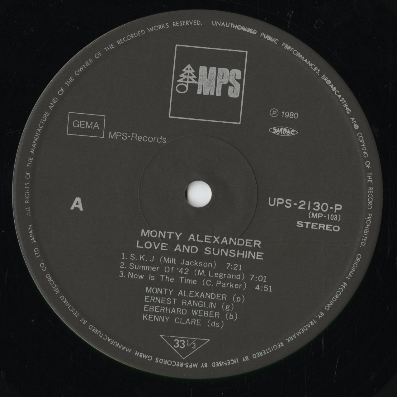 Monty Alexander - Love and Sunshine (UXP-2130-P) 1980 JPN MPS｜中古LP