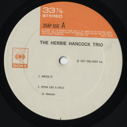 Herbie Hancock - The Herbie Hancock Trio (25AP 650) LP 1977 JPN CBS/Sony｜中古LP