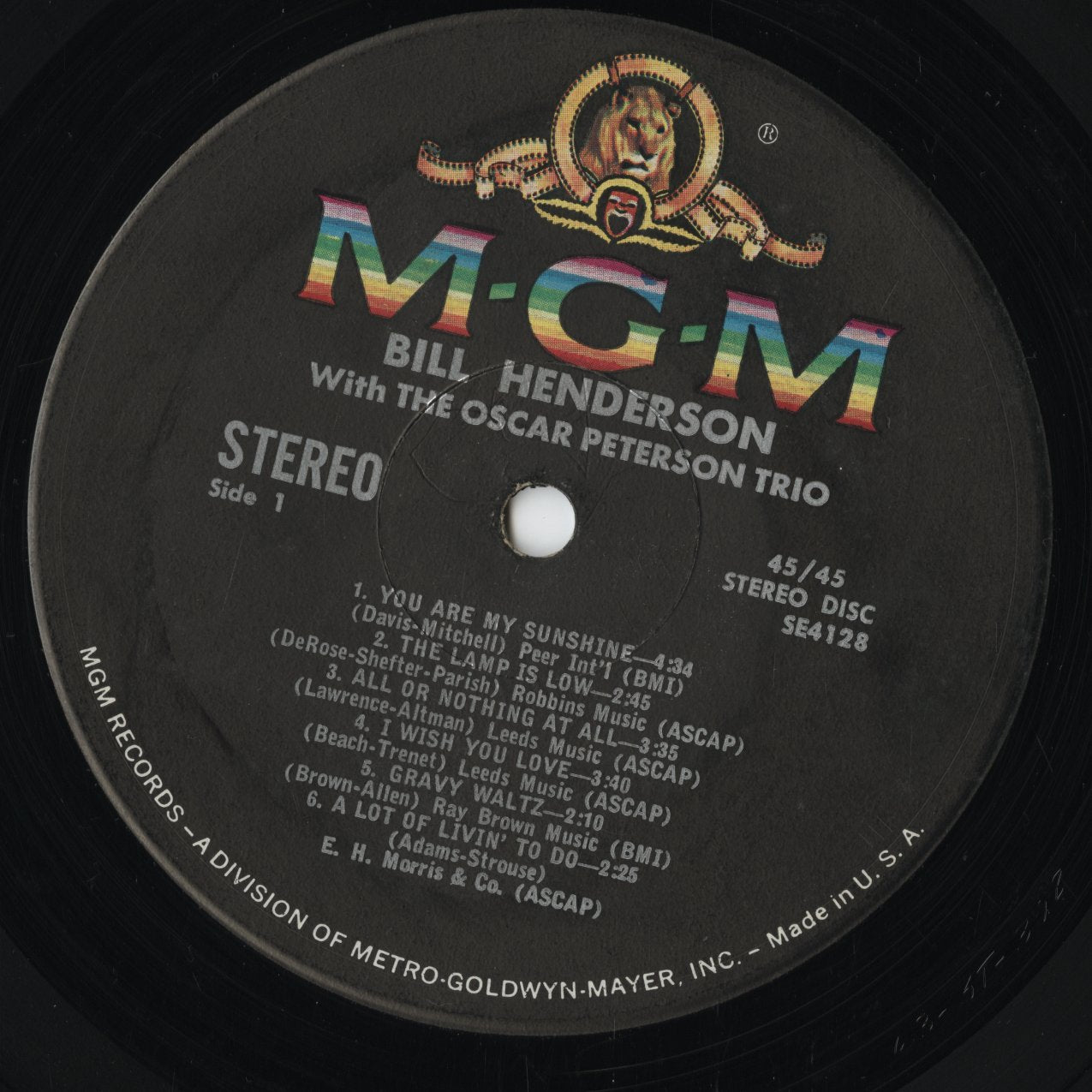 Bill Henderson - With The Oscar Peterson Trio (SE4128) LP 1963 US MGM｜中古LP