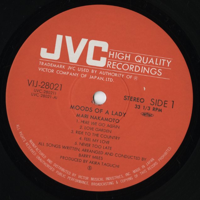 Mari Nakamoto - Moods Of A Lady (VIJ-28021) LP 1982 JPN JVC｜中古LP