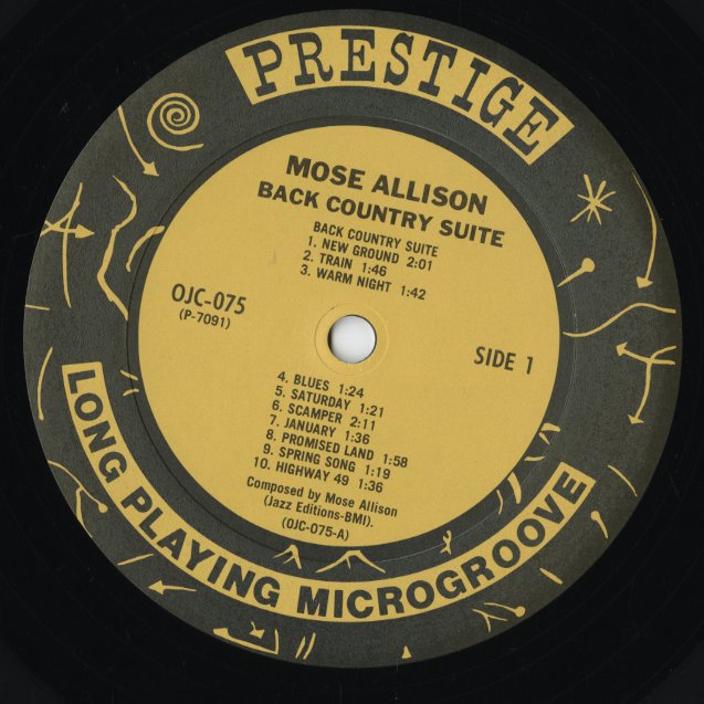 Mose Allison / モーズ・アリソン / Back Country Suite (OJC-075)