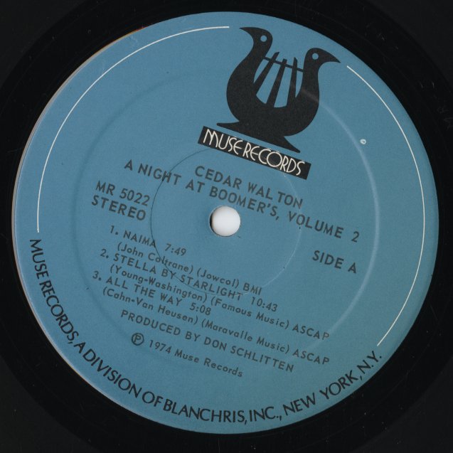 Cedar Walton - A Night At Boomers, Vol.2 (MR 5022) LP 1974 US Muse｜中古LP