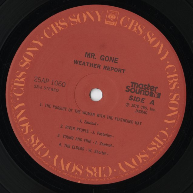 Weather Report - Mr. Gone (25AP1060) LP 1978 JPN CBS SONY / Mastersounds｜中古LP