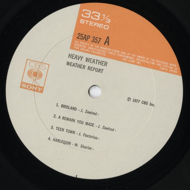 Weather Report - Heavy Weather (25AP357) LP 1977 JPN CBS Sony｜中古LP
