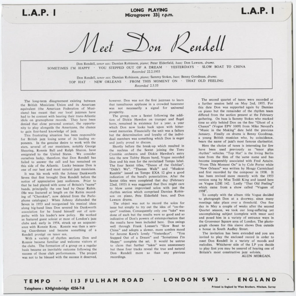 Don Rendell - Meet Don Rendell -10 (LAP1) 2010 JPN Atelier Sawano｜中古 10inch