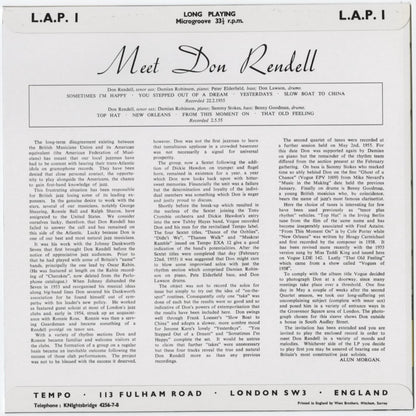 Don Rendell - Meet Don Rendell -10 (LAP1) 2010 JPN Atelier Sawano｜中古 10inch