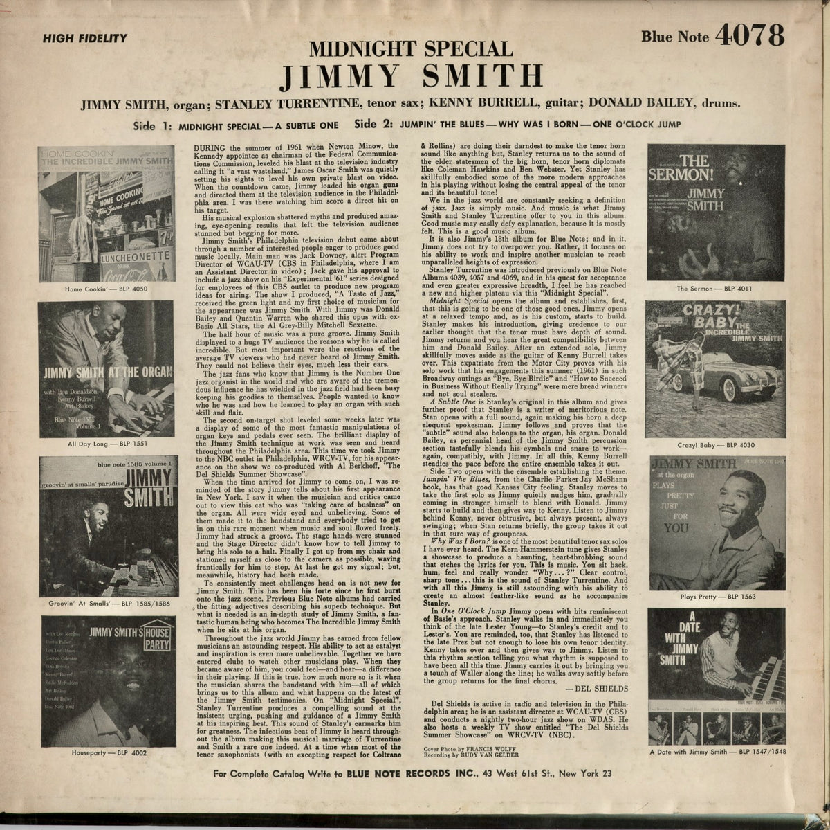 Jimmy Smith - Midnight Special (BLP-4078) 1961 US Blue Note｜中古LP