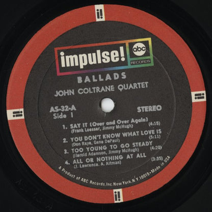 John Coltrane - Ballads (AS-32) LP 1968 US Impulse｜中古LP