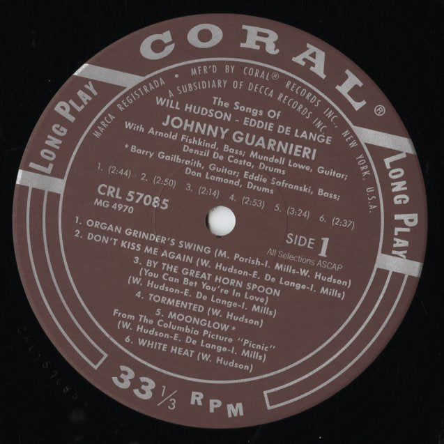Johnny Guarnieri – The Songs Of Will Hudson & Eddie De Lange (MVJJ-30024) LP 1993 JPN CORAL - MCA｜中古LP