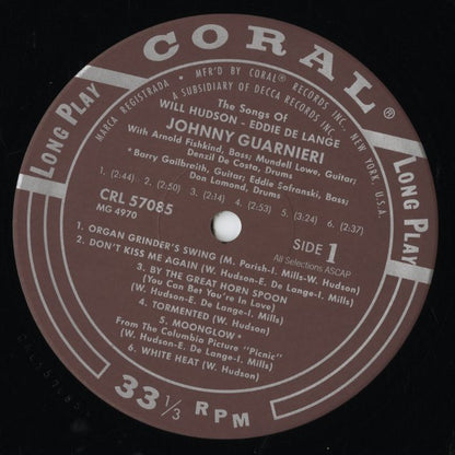 Johnny Guarnieri – The Songs Of Will Hudson & Eddie De Lange (MVJJ-30024) LP 1993 JPN CORAL - MCA｜中古LP