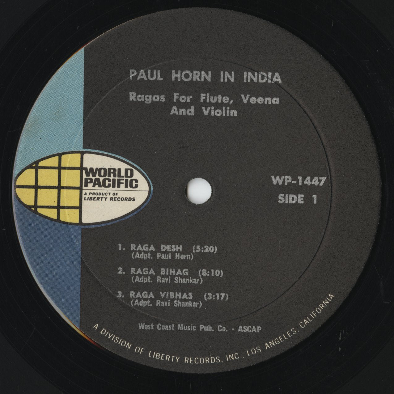 Paul Horn - In India (WP-1447) LP MONO 1967 US World Pacific｜中古LP