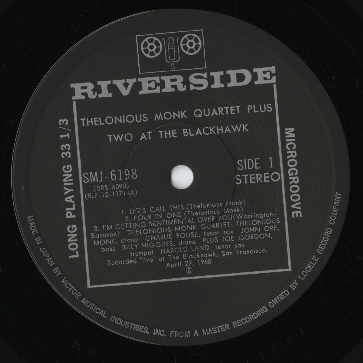 Thelonious Monk Quartet Plus Two - At The Blackhawk (SMJ-6198) LP 1977 JPN Riverside｜中古LP