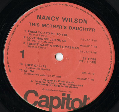 Nancy Wilson – This Mother's Daughter (ST-11518) 1976 US Capitol｜中古LP