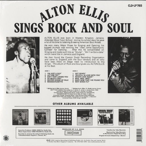 Alton Ellis - Sings Rock & Soul (CLD-LP 7013) 2023 US Studio One｜新品LP アルトン・エリス　back