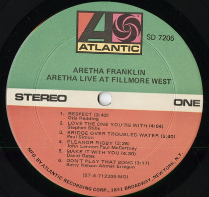 Aretha Franklin - Live At Fillmore West (SD 7205) 1971 US Atlantic｜中古LP