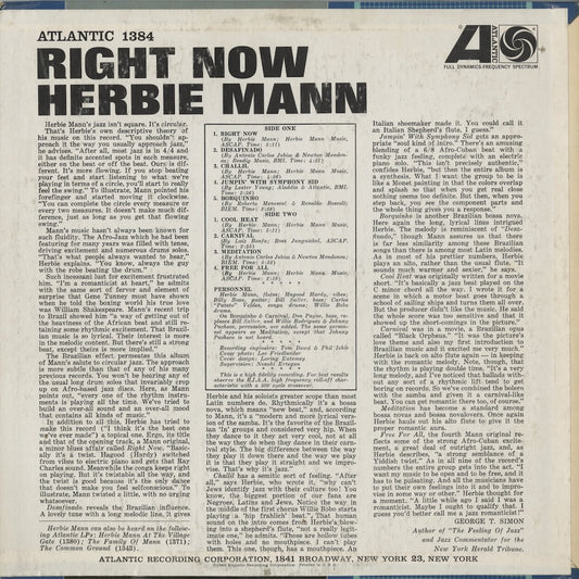 Herbie Mann - Right Now (1384) 1962 US Atlantic -MONO｜中古LP