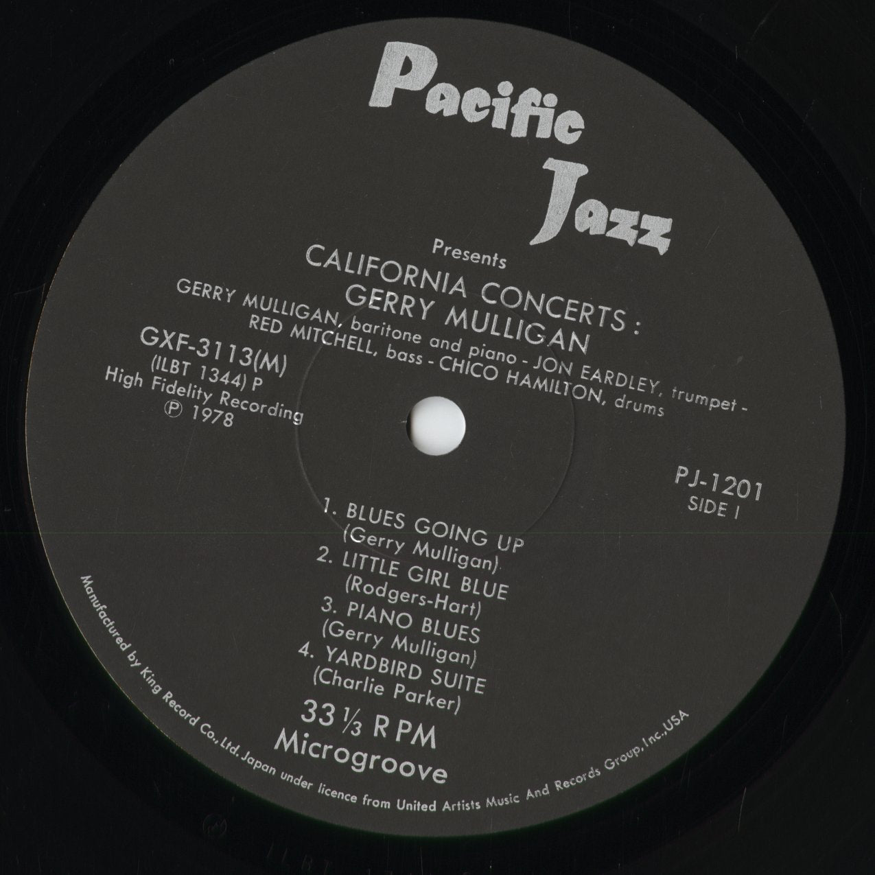 Gerry Mulligan - California Concerts (GXF 3113(M)) 1978 JPN Pacific Jazz｜中古LP