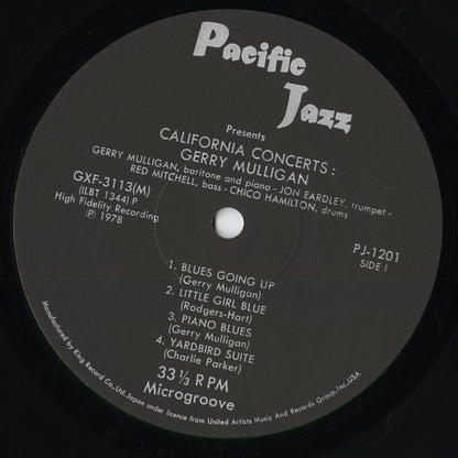 Gerry Mulligan - California Concerts (GXF 3113(M)) 1978 JPN Pacific Jazz｜中古LP