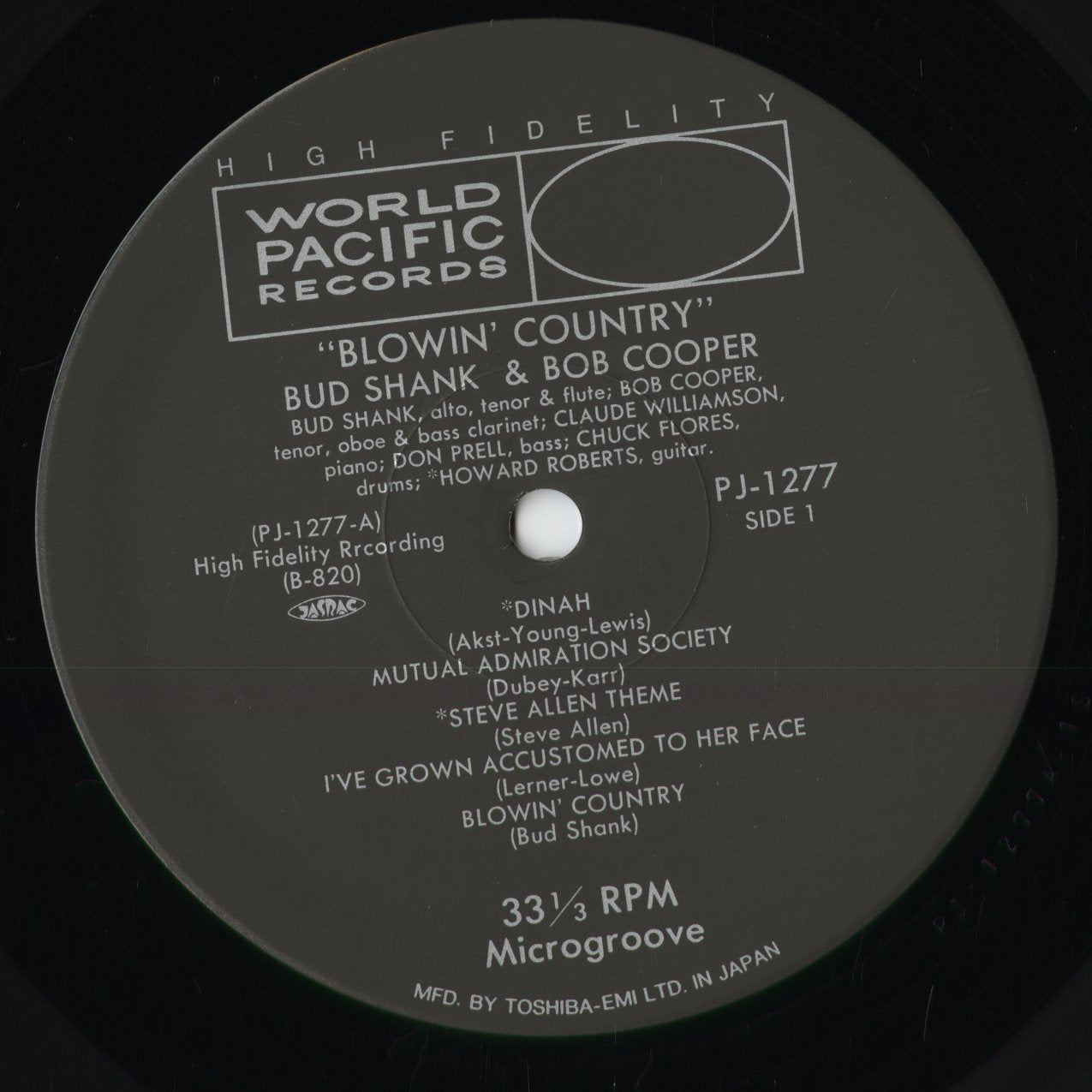 Bud Shank And Bob Cooper - Blowin' Country (PJ-1277) 1992 JPN Pacific Jazz｜中古LP