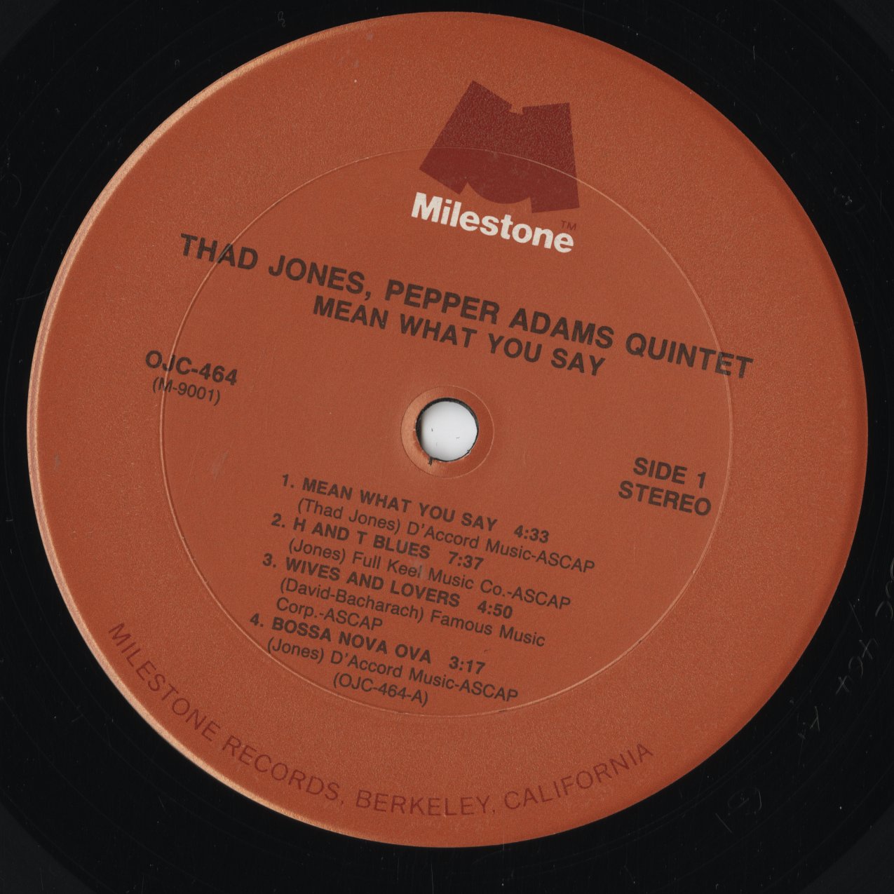 Thad Jones / Pepper Adams Quintet - Mean What You Say (OJC-464) LP 1990 US OJC / Milestone｜中古LP)