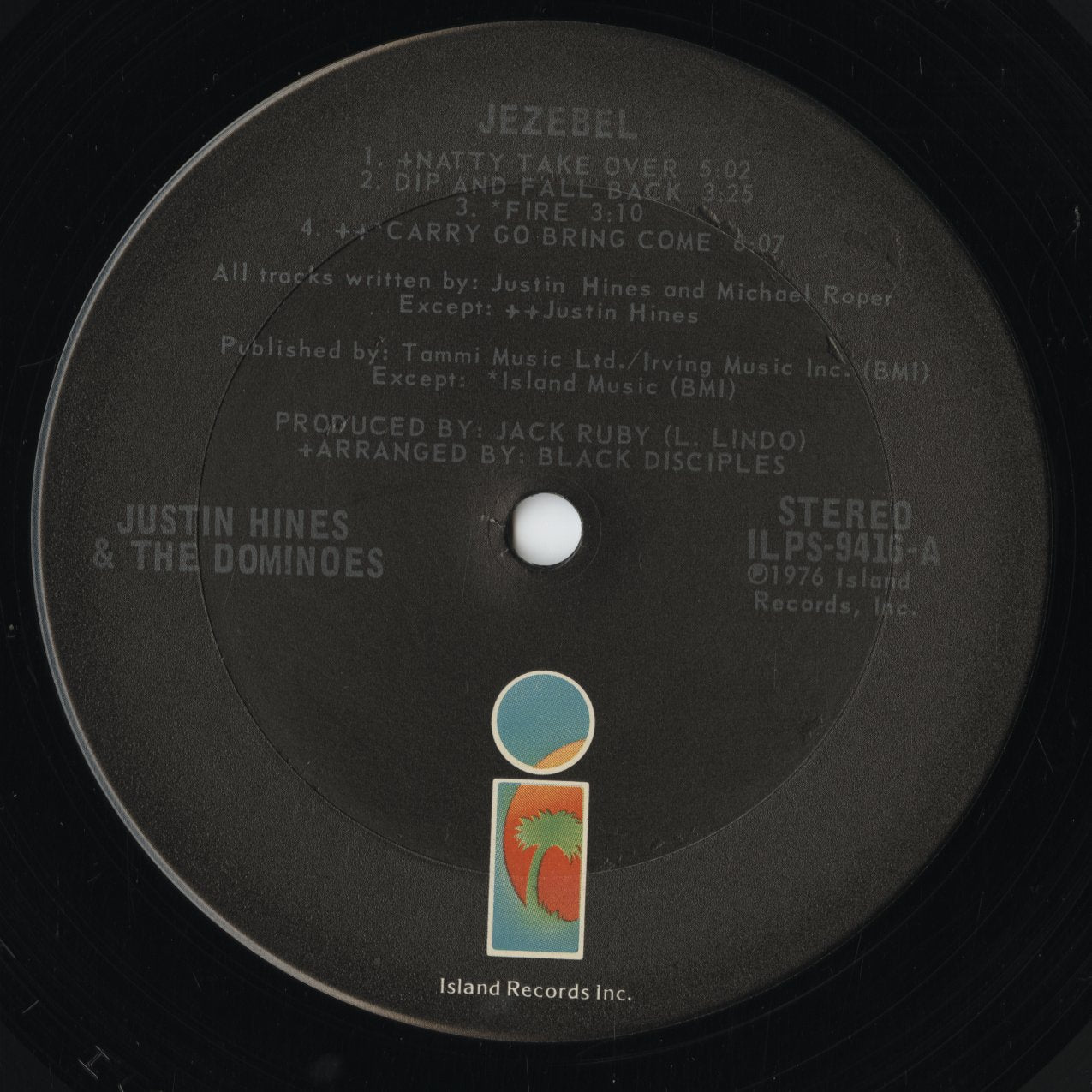 Justin Hines And The Dominoes - Jezebel (ILPS 9416) 1976 US Island｜中古LP