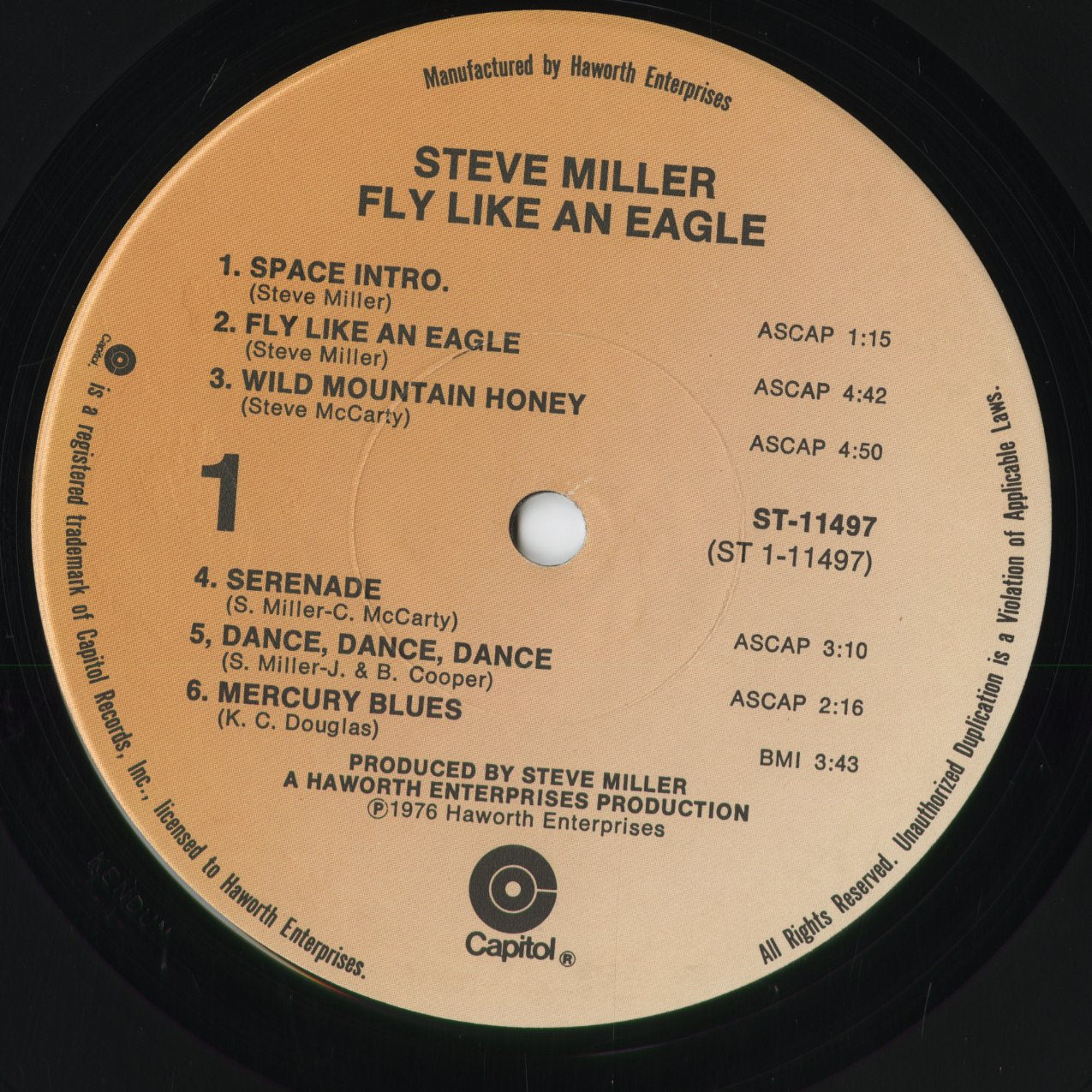 Steve Miller Band - Fly Like An Eagle (ST-511497) 1976 US Capitol｜中古LP