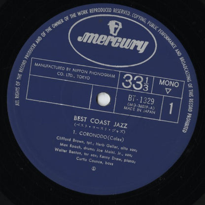 Clifford Brown, Max Roach - Best Coast Jazz (BT-1329M) LP 1974 JPN Mercury｜中古LP
