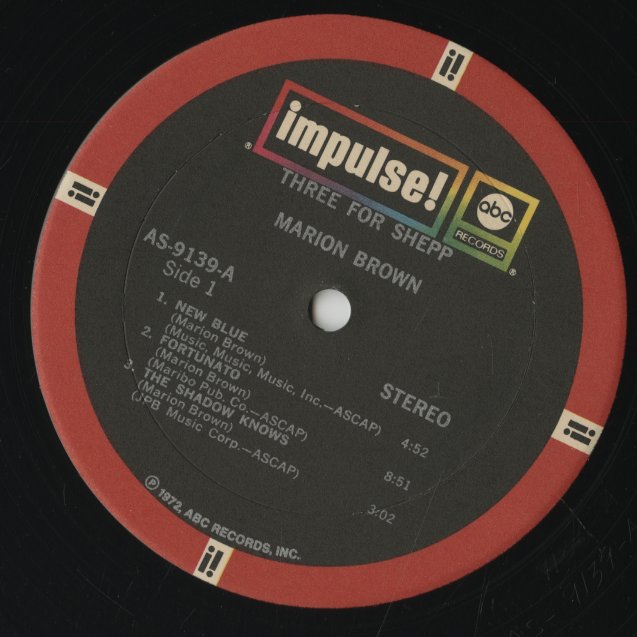 Marion Brown / マリオン・ブラウン / Three For Shepp (AS-9139)