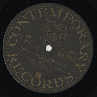 Hampton Hawes - This Is Hampton Hawes Vol. 2: The Trio (P-7630) LP 1980 JPN Contemporary｜中古LP