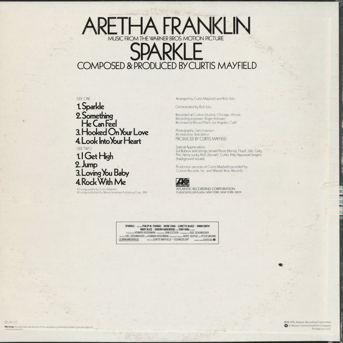Aretha Franklin – Sparkle (SD 18176) 1976 US Atlantic｜中古LP