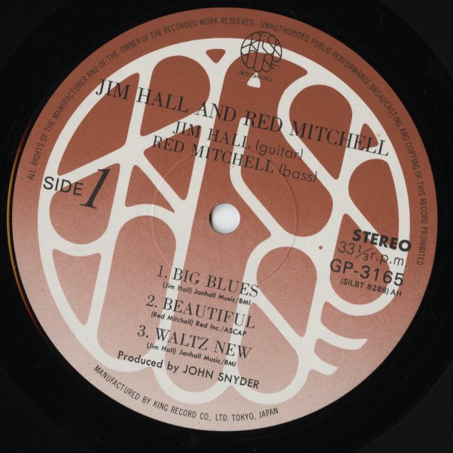 Jim Hall - Red Mitchell  / ジム・ホール - レッド・ミッチェル / Live at Sweet Basil (GP3165)