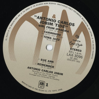 Antonio Carlos Jobim - Tide (LAX-3096) LP 1976 JPN A&M / King Records｜中古LP