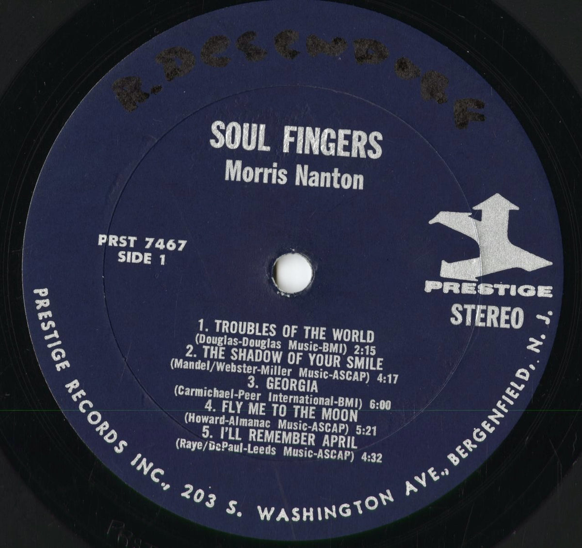 Morris Nanton – Soul Fingers (PRST 7467) 1967 US Prestige｜中古LP