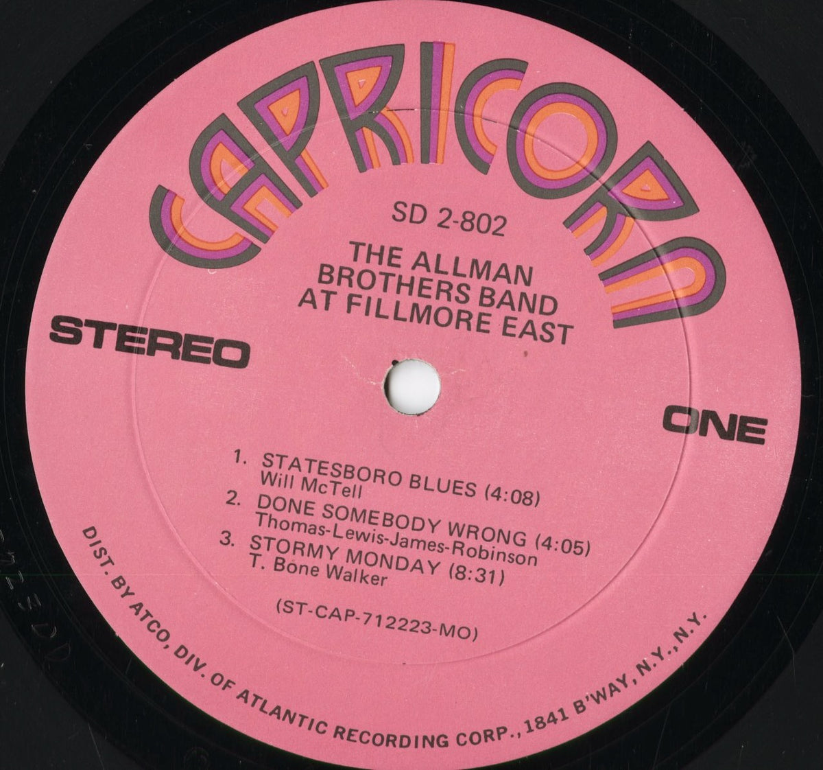 The Allman Brothers Band - At Fillmore East (SD 2-802) 1971 US Capricorn｜中古LP