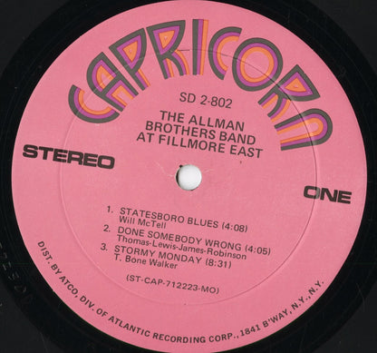 The Allman Brothers Band - At Fillmore East (SD 2-802) 1971 US Capricorn｜中古LP