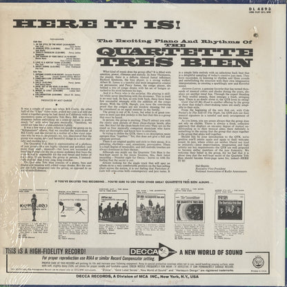 Quartette Tres Bien / カルテット・トレ・ビエン / Here It Is! (DL 74893) MONO