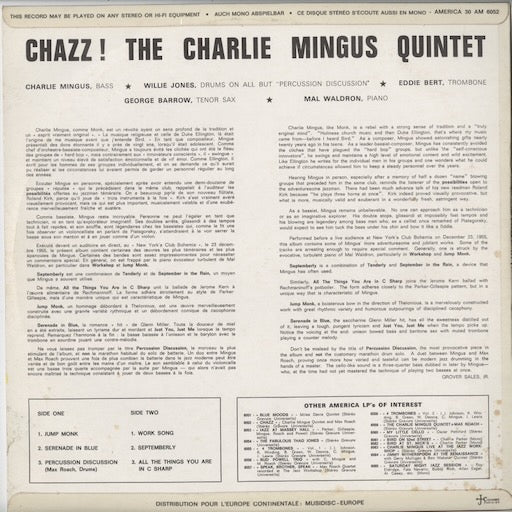 The Charlie Mingus Quintet - Chazz! (30 AM 6052) LP 1972 FRA America Records｜中古LP