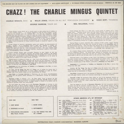 The Charlie Mingus Quintet - Chazz! (30 AM 6052) LP 1972 FRA America Records｜中古LP