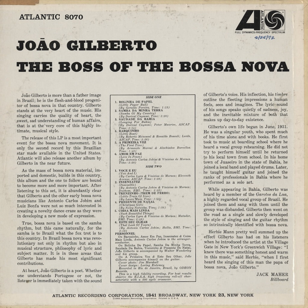 Joao Gilberto / ジョアン・ジルベルト / The Boss Of Bossa Nova (8070)