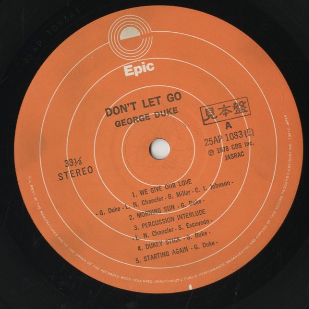 George Duke / ジョージ・デューク / Don't Let Go (25AP 1083)