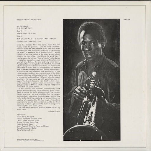 Miles Davis - In A Silent Way (25AP 770) 1977 JPN CBS/Sony｜中古LP